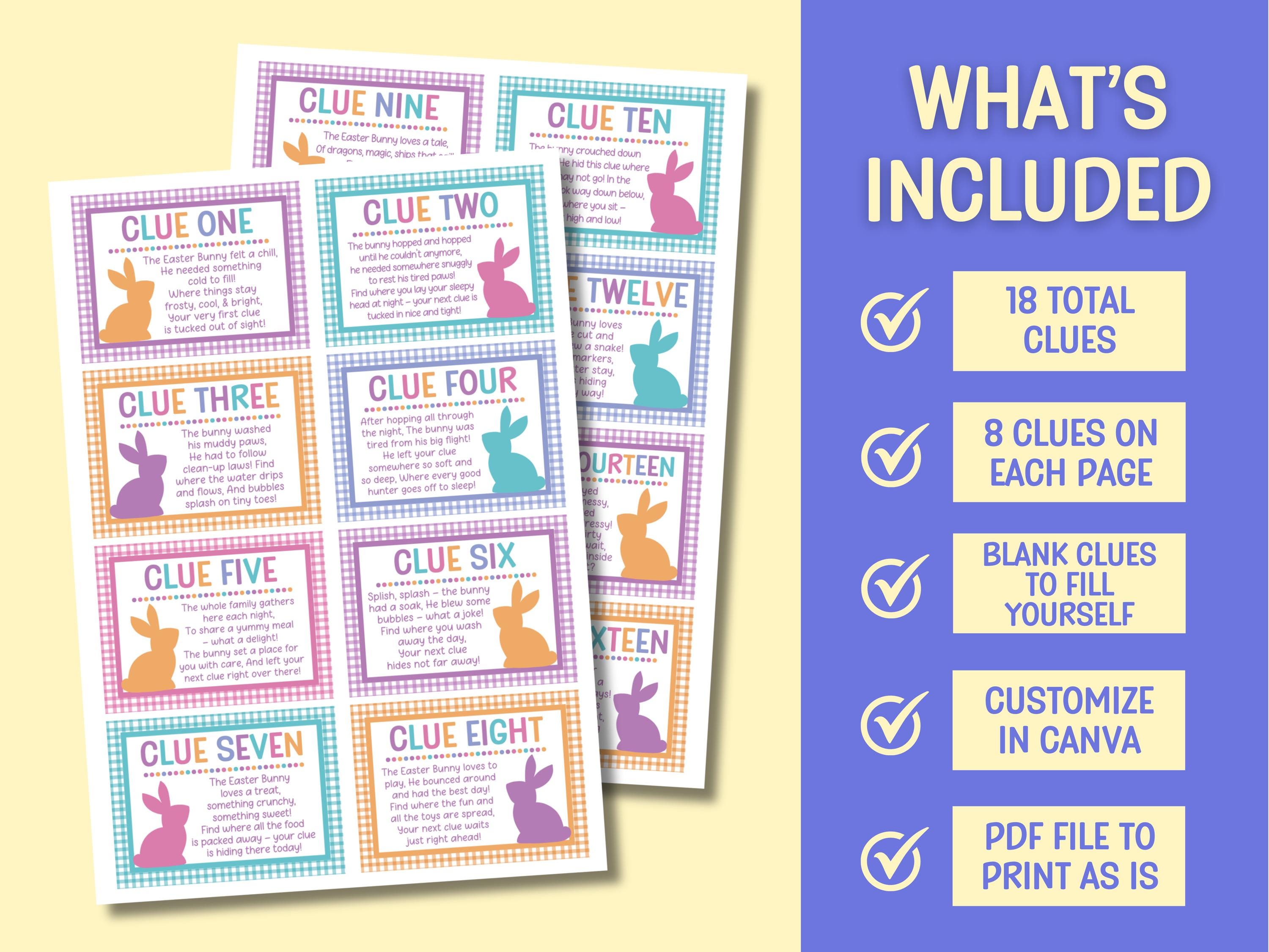 Printable Easter Scavenger Hunt Clues (instant Download) - Etsy