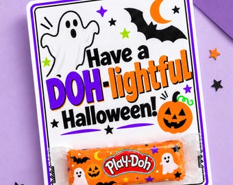 Halloween Favors Playdoh Digital, Classroom Halloween Party Playdough Printable, Kids Halloween Gift, Printable Gift Tag, Halloween No Candy