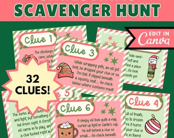 Christmas Scavenger Hunt, Indoor Treasure Hunt Game (Printable)
