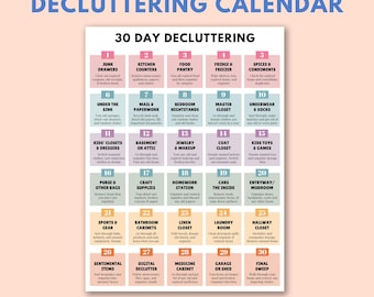 Spring Cleaning Calendar Checklist, Decluttering Calendar, Cleaning Checklist, Home Organization, Home Cleaning Calendar