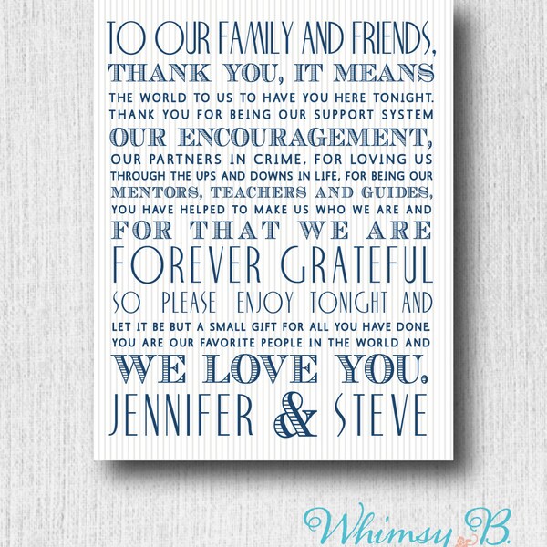 Wedding Day Thank You Guest Letter - Thank You Card, Guest Thank You, PRINTABLE, DIY