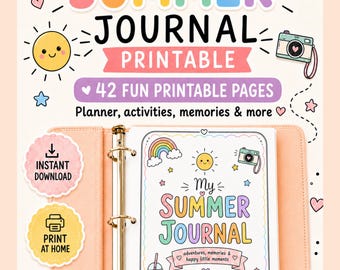 Summer Planner 2026 Printable Kids Journal Schedule Routine Chore Chart Activities Coupons Instant PDF Download