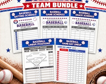Editable Baseball Team Bundle, Canva Lineup Planner, Batting Order Chart, Game Schedule, Snack Signup, Player Positions