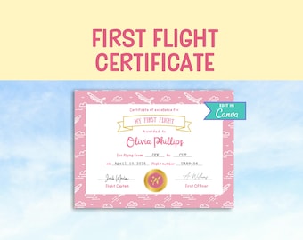 First Flight Certificate for Kids: Airplane Travel Keepsake (Digital Print)