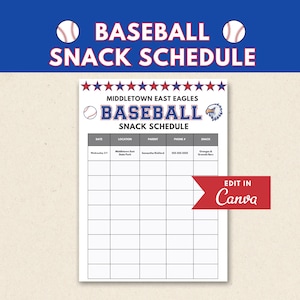 Baseball Snack Schedule Template | Editable Team Sign Up (Digital Download)