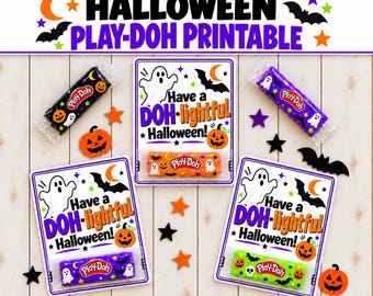 Halloween Favors Playdoh Digital, Classroom Halloween Party Playdough Printable, Kids Halloween Gift, Printable Gift Tag, Halloween No Candy
