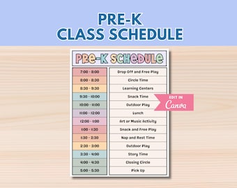Editable Pre-K Daily Schedule: Homeschool & Daycare Routine (Canva Template)