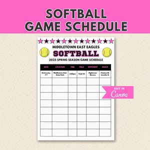 Softball Game Schedule Template | Editable Team Planner (Digital Download)
