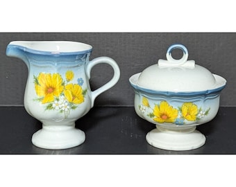 Vintage Mikasa "Amy" Country Club Collection CA503 Creamer & Sugar Bowl With Lid