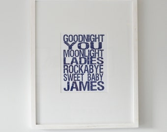 Rockabye Sweet Baby James Printable 8x10 - Nursery Art