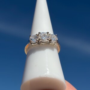 Vintage LJ Lucent Jewelers 925 Sterling Silver 3 Stone Size 7 -  Engagement Ring 2CT Clear Cubic Zirconia Trilogy  Multi Prong High Setting