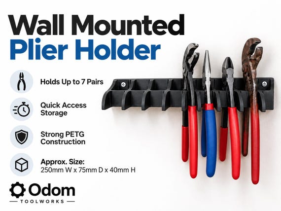 Wall Mounted Pliers Holder | 7-Pair Plier Organizer