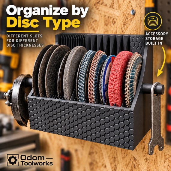 Grinding Disc Organizer | Wall Mount Grinder Disc Holder | Cut Off Wheel Storage