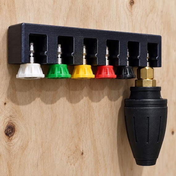 6-Position Pressure Washer Nozzle Holder | Wall-Mounted Organizer