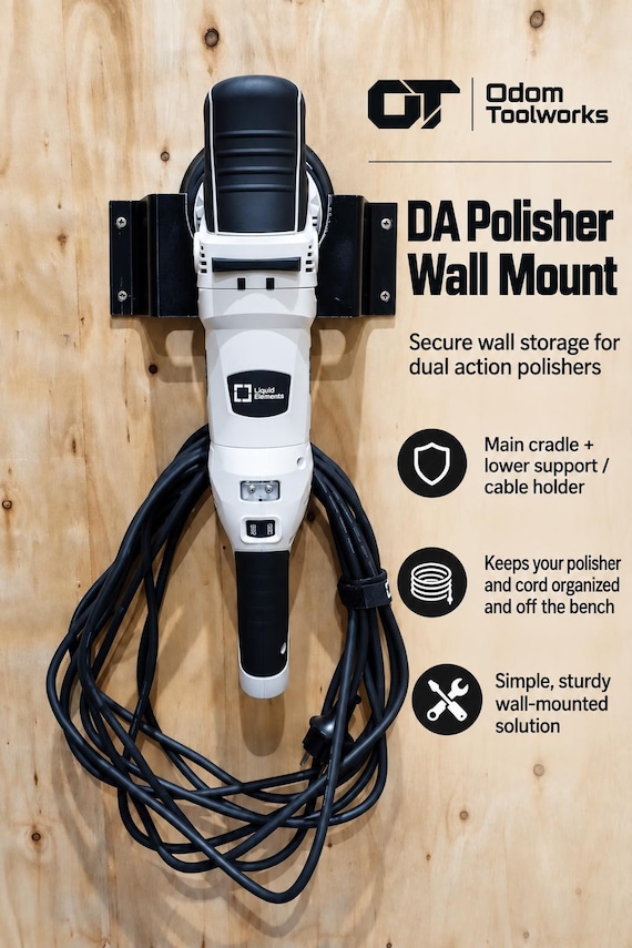 DA Polisher Wall Mount | Dual Action Polisher Holder with Cable Storage