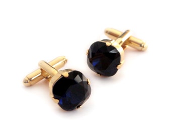 Swarovski Crystal Cushion Cut Cuff Links in Indigo Blue