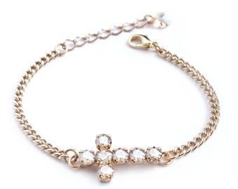 Swarovski Crystal Fashion Cross Bracelet à chaîne réglable