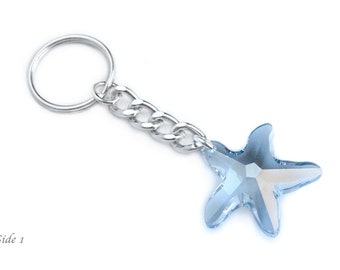 Swarovski Crystal Starfish Sea Star Keychain in Blue Shade