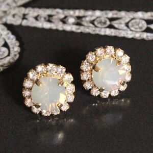 Swarovksi Crystal Halo Stud Earrings in Grey Opal and Clear Cyrstal image 3