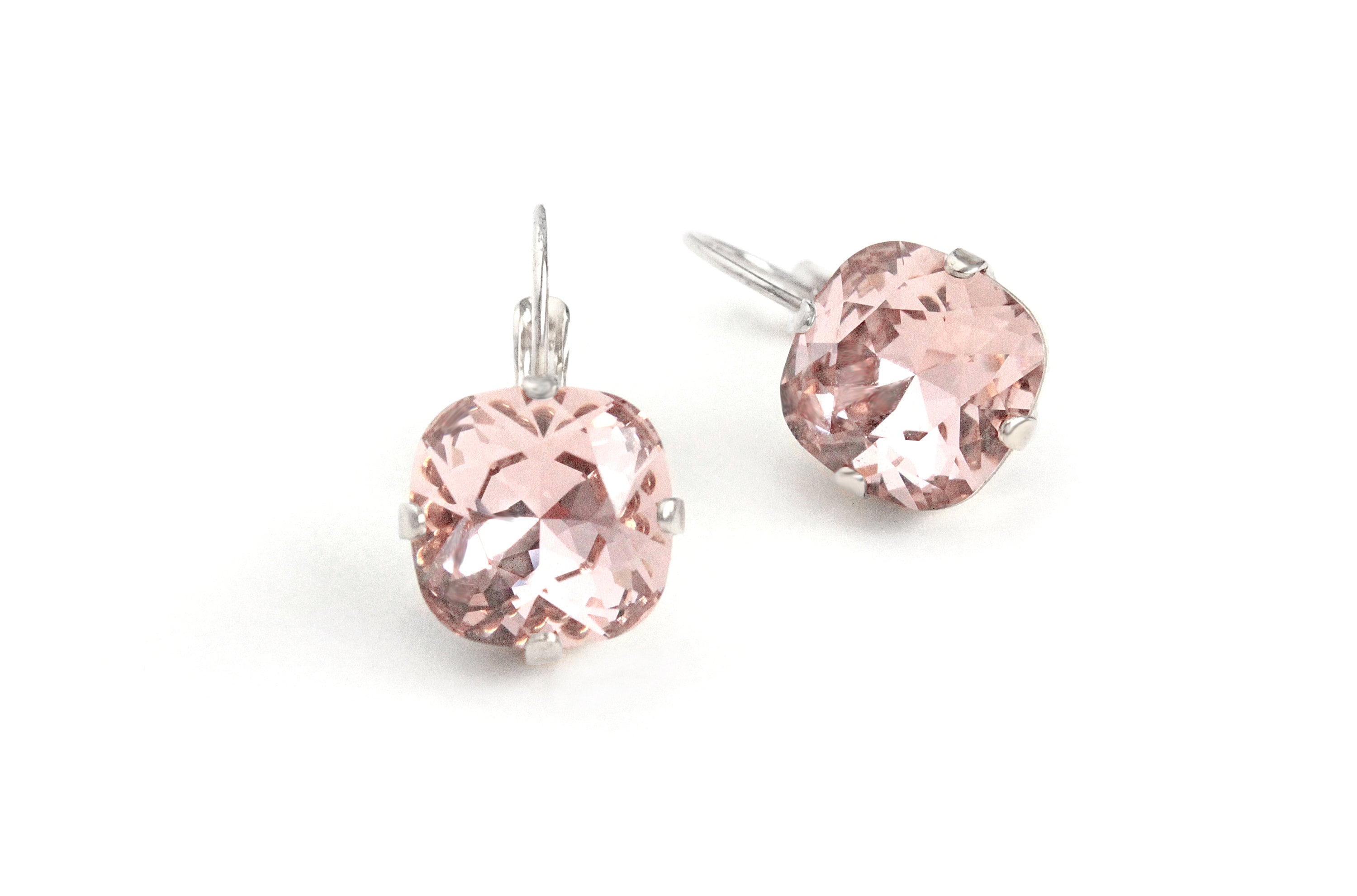 Paradise Shine Swarovski Crystal Earrings – Cushion Cut Crystal Long Leverback Earrings main image 1