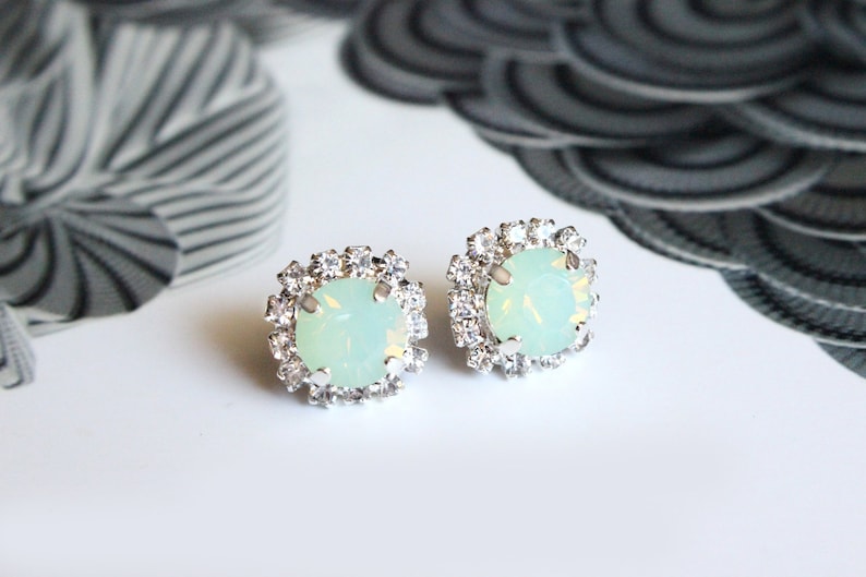 Swarovski Crystal Halo Earrings in Sterling Silver main image 1