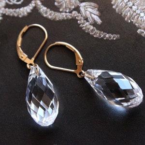Swarovski Crystal Faceted Briolette Dangle Earrings Bridal and Special Occasion image 1