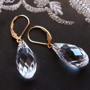 Swarovski Crystal Faceted Briolette Dangle Earrings-- Bridal and Special Occasion