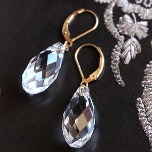 Swarovski Crystal Faceted Briolette Dangle Earrings Bridal and Special Occasion image 3