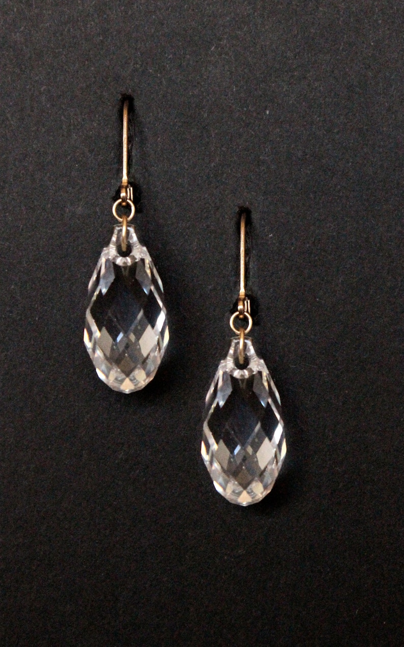 Swarovski Crystal Faceted Briolette Dangle Earrings Bridal and Special Occasion image 5