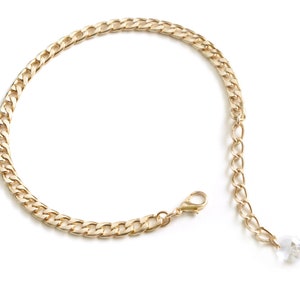 Gold Link Chain Anklet Ankle Bracelet with Swarovski Crystal and Adjustable Chain image 1