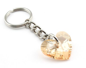 Golden Shadow Crystal Heart Keychain