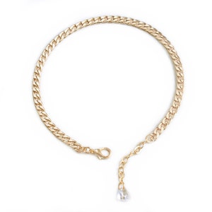 Gold Link Chain Anklet Ankle Bracelet with Swarovski Crystal and Adjustable Chain image 3