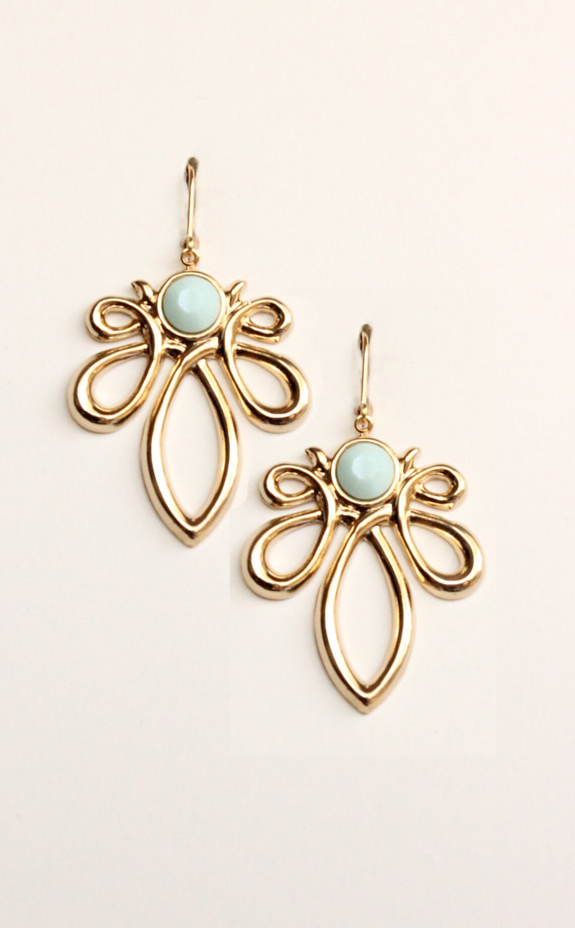 Art Nouveau Looped Motif and Swarovski Crystal Dangle Earrings in Gold ...