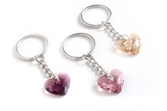 Small Swarovski Crystal Heart Keychain In Purple Amethyst Etsy
