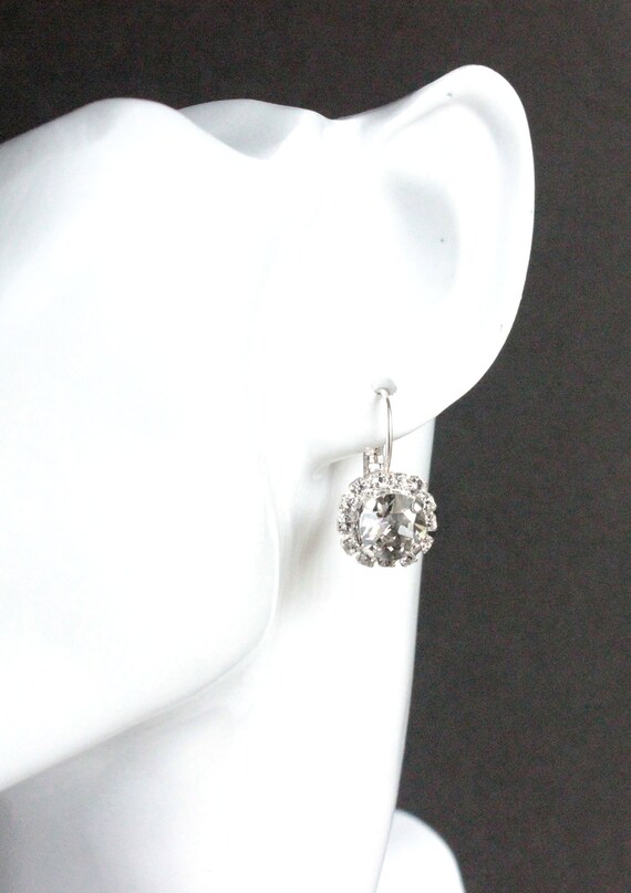 Swarovski Crystal Halo Drop Earrings in Chrysolite Opal Etsy