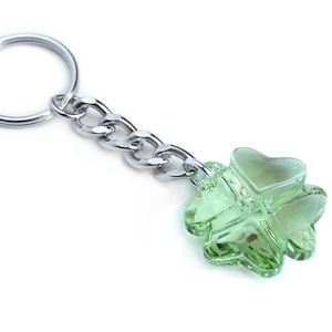Swarovski Crystal Lucky Four Leaf Clover Keychain in Peridot