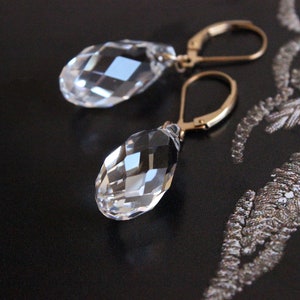 Swarovski Crystal Faceted Briolette Dangle Earrings Bridal and Special Occasion image 2