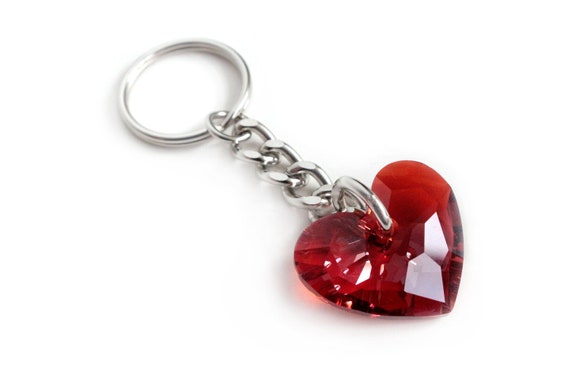 Crystal Heart Keychain In Red Magma Etsy Crystal Heart Keychain In Red Magma Etsy