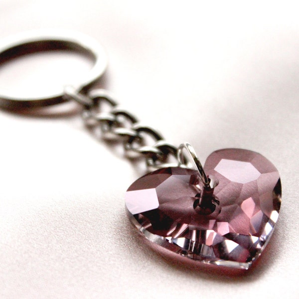 Pink Sparkle Keychain Heart Etsy