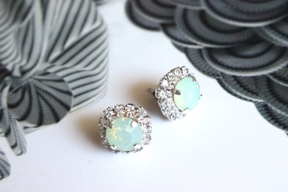 Halo stud earrings with swarovski elements best sale