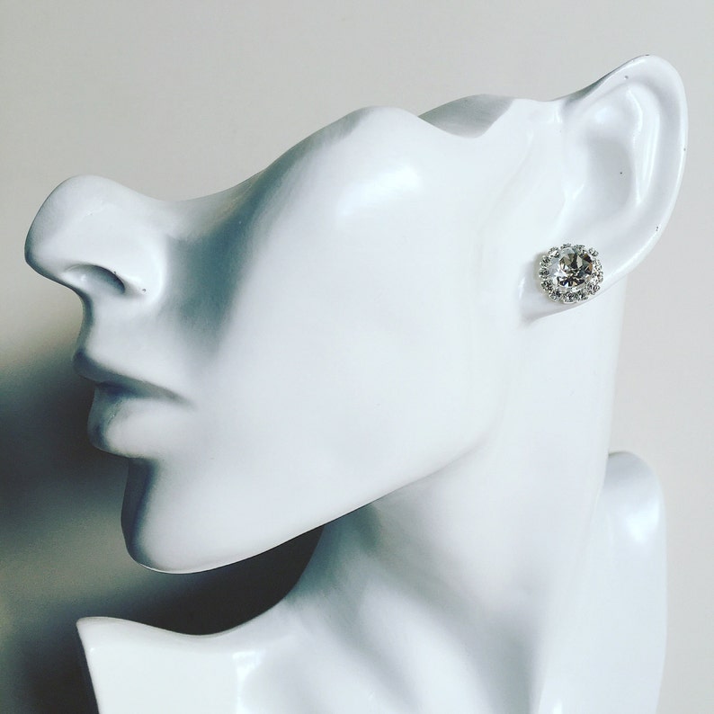 Swarovski Crystal Halo Earrings in Sterling Silver