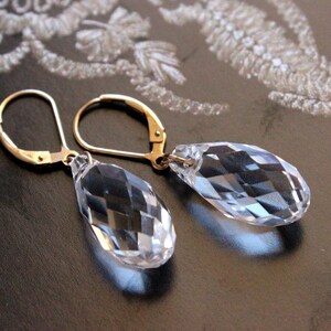 Swarovski Crystal Faceted Briolette Dangle Earrings Bridal and Special Occasion image 4
