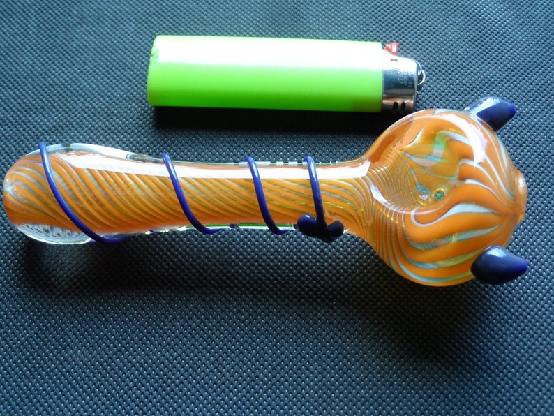 Glass Devil Pipe with Fancy Tail Wrap