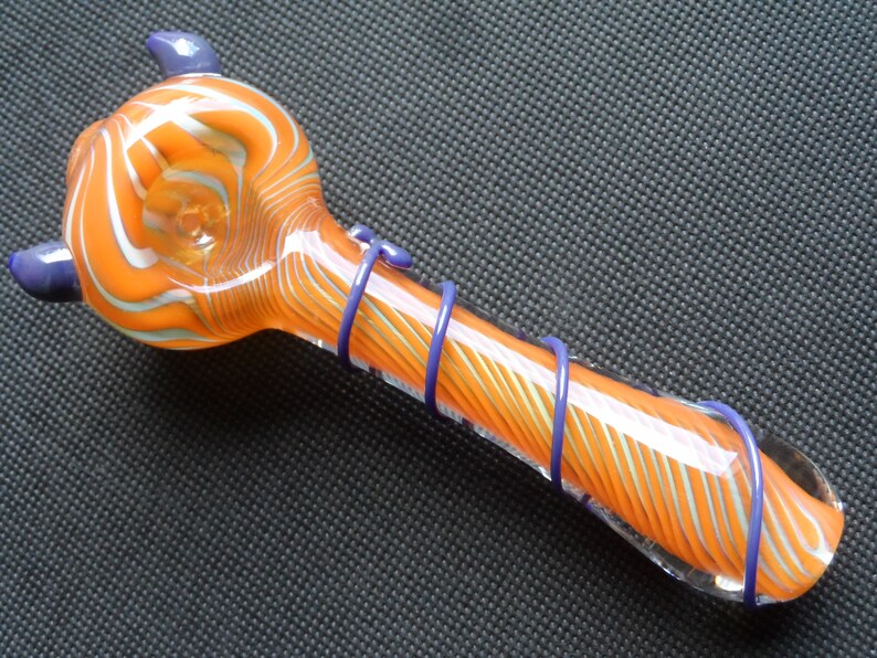 Glass Devil Pipe with Fancy Tail Wrap