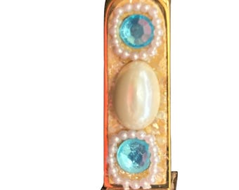 vintage WIESS of MIAMI bejeweled PERFUME bottle with glass dauber D8-001