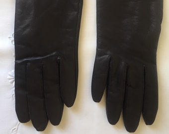 vintage New Brown LEATHER GLOVES women's Lined Size Medium D1-562