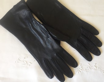 vintage VAN RAALTE flex-fit GLOVES women's black leather/nylon Size A D1-650