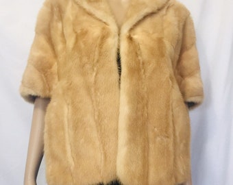 1960's BLOND MINK Fur STOLE Wrap Cape Wedding Size M/L