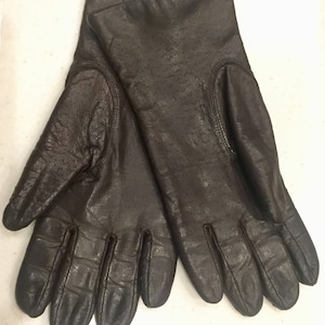 Womens FOWNES brown LEATHER GLOVES vintage Size 7 D1-6
