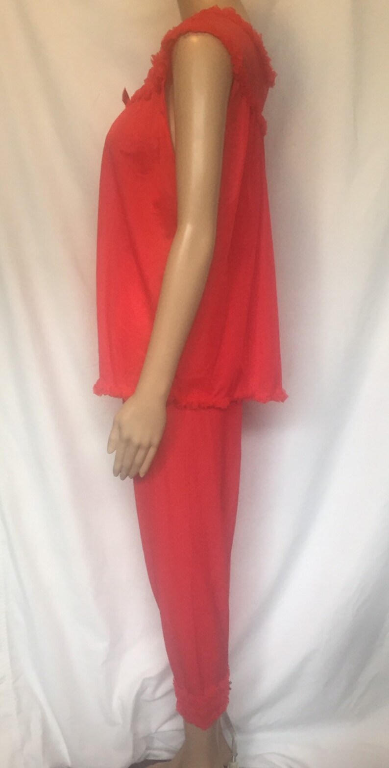 Vintage 1950/'S CHIC LINGERIE lipstick red nylon PAJAMAS Size Medium